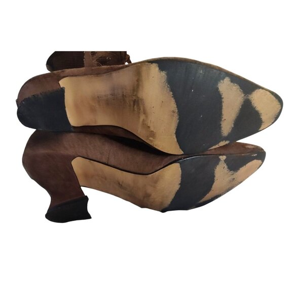 Vintage Newport News Women's Size 6.5 Brown Witch Victorian Suede Heeled Boots - Picture 7 of 10